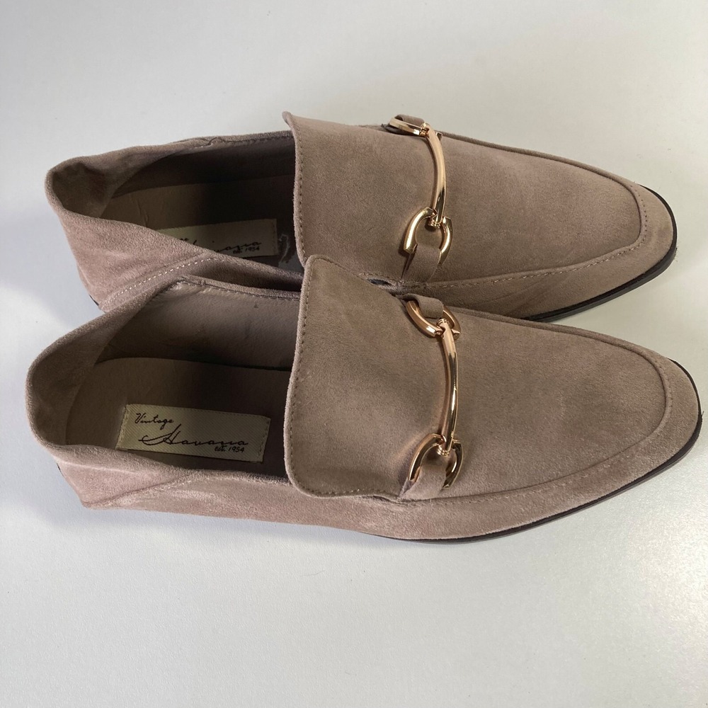 Vintage Havana House Shoes Taupe Polly Loafer Rose Gold Buckle Casual Womens 6.5 - Picture 4 of 11
